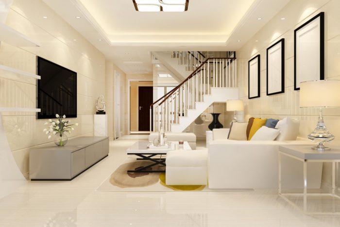Luxury modern living room interior representing high-value property assets in challenging high net worth divorce cases.