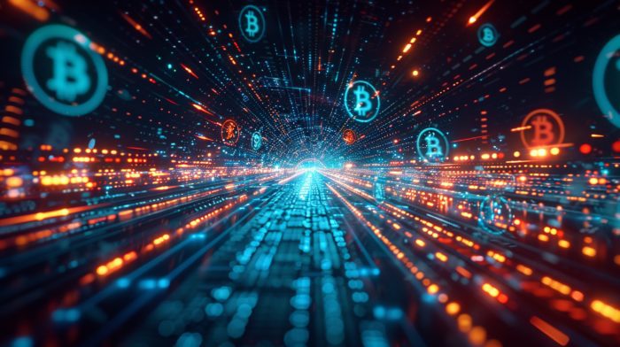 cryptocurrency visualisation with bitcoin symbols